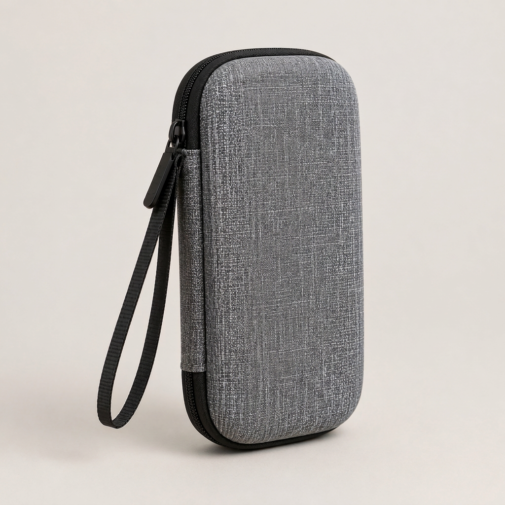 Fabric travel case neutral-background preview